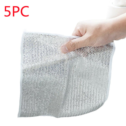 5pcs Luxemo Steel Wire Dishwashing Rags for Wet and Dry